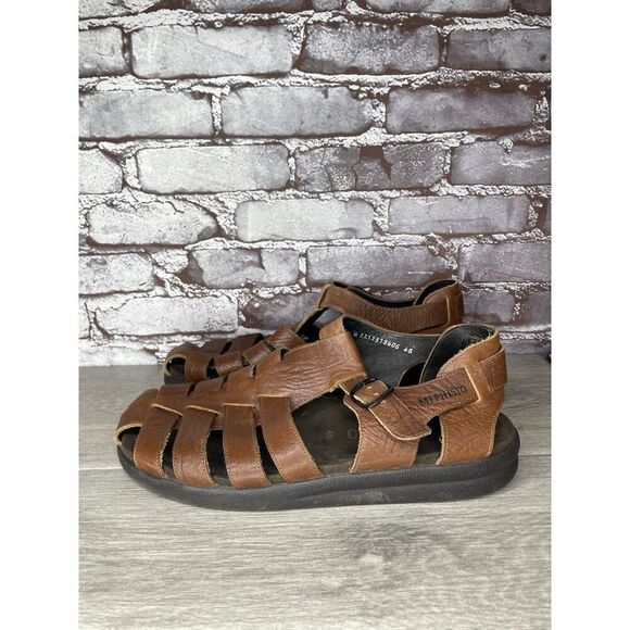 MEPHISTO 4x Shock Brown Leather Fisherman Casual Strap Sandals Men’s 46EU/13M US main image 4